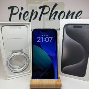 Apple IPhone 15 Pro mit 128 GB in titan black Akku NEU