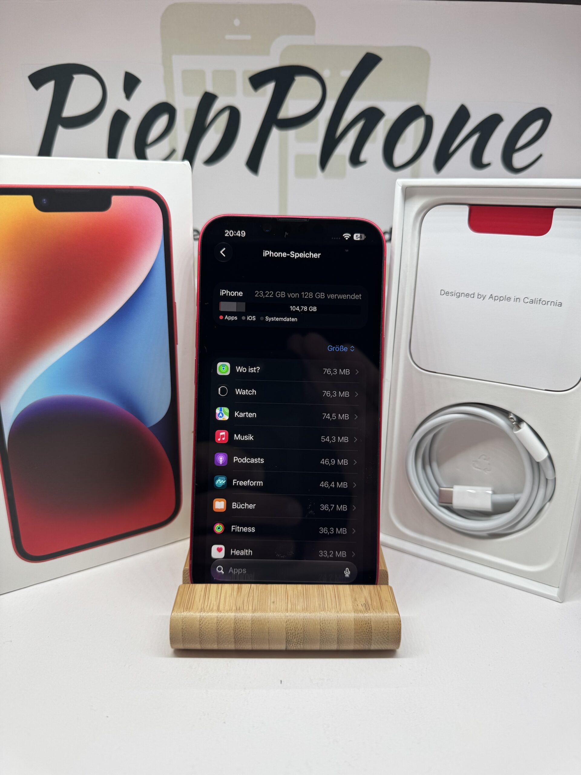 Apple iPhone 14 mit 128 GB red Edition Akku NEU 100% – Bild 2